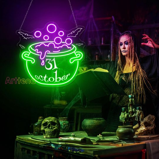 Discover 31 October Witches Brew Neon Sign, Witches LED Light, Halloween Neon Sign, Gothic Decor Sign, Horror Sign, Witch's Brew Led Sign, Pot Sign