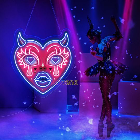 Discover Devil Baby Heart Neon Sign, Halloween Neon Sign, Heart Neon Sign, Led Neon Sign all Decor, Neon Sign Halloween, Bedroom Sign, Halloween Gift
