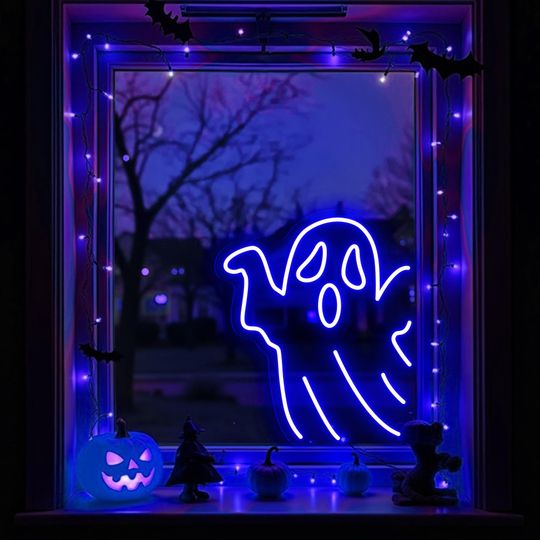 Discover BOO Neon Sign, Ghost Party Neon Sign, Halloween LED Wall Light, Spooky Room Decor, Ghost Window Wall Hanging, Custom Neon Sign for Halloween