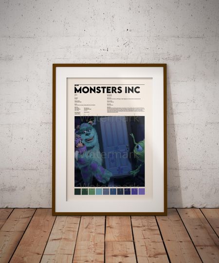 Discover Monsters Inc Poster | Disney | Pixar | Wall Art Print | Vintage Art Print | Custom Movie Poster