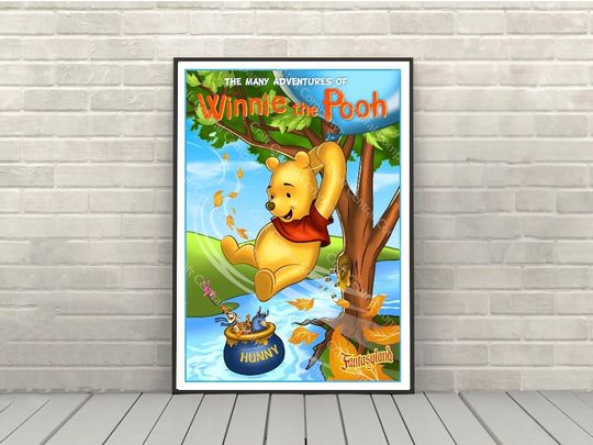 Discover The Many adventures of Winnie the Pooh Poster Fantasyland Poster Disney Attraction poster Magic Kingdom Disney World Posters Disneyland