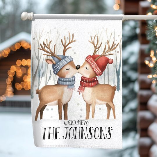 Personalized Christmas Garden Flag, Custom Porch Flag,Newlywed Couples Gifts, Outdoor Yard Decor