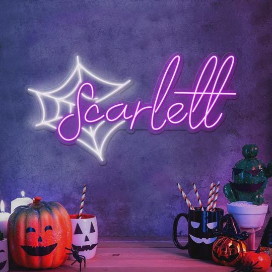 Custom Spiderweb Name Neon Sign | Custom Neon Sign | Halloween Neon Sign | Halloween Gift | Custom LED Sign | Neon Light Sign | Home Decor