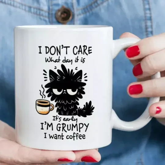 Discover Funny Grumpy Cat Mug Ceramic, Coffee Lovers Gift