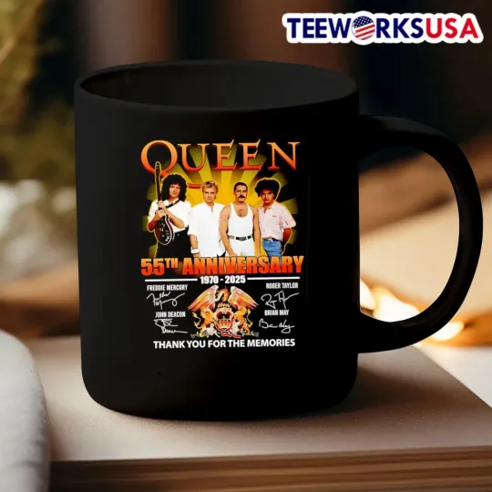 Discover Queen 55th Anniversary 1970-2025 Thank You Coffee Mug