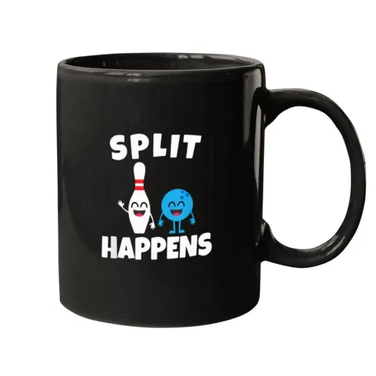 Discover Funny Bowling Split Happens Mug 11oz - White & Black