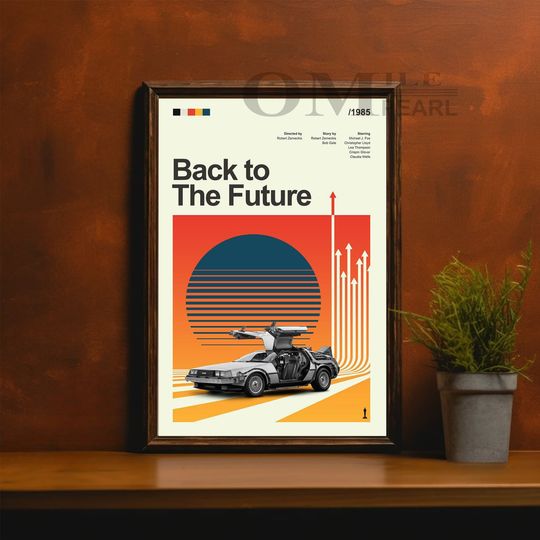 Mid Century Modern Back to the Future Movie Poster, Retro Movie Print, Modern Vintage Movie Posters