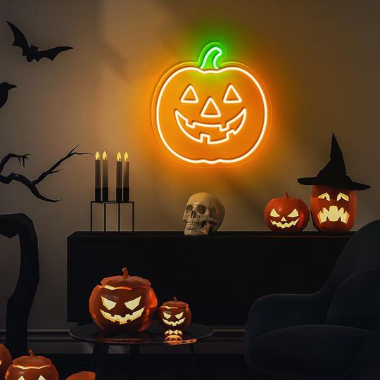 Cute Pumpkin Neon Sign Gifts, Funny Spooky Neon Sign, Ghost Neon Led, Spooky Season Gifts, Halloween Party Neon Sign, Fall Ghost Neon Decor