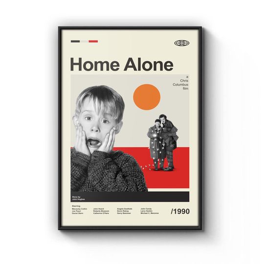 Mid Century Modern Home Alone Movie Poster, Retro Movie Print, Modern Vintage Movie Posters