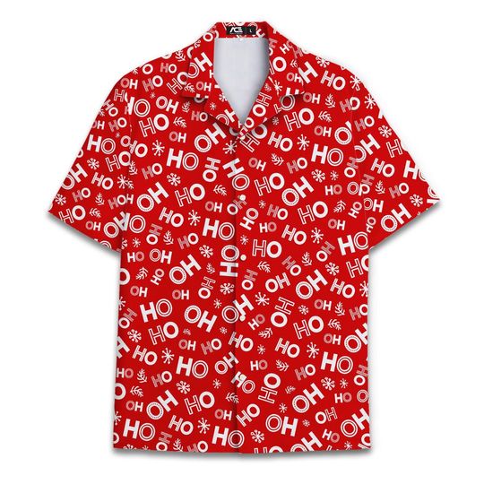 Funny Santa Claus Xmas Christmas Ho Ho Hawaiian Shirt Christmas Santa Button Down Short Sleeve Casual Shirt