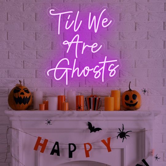Discover Til We Are Ghost Neon Sign, Halloween Party Decor, Wedding Decor, Gothic Home Decor, Gothic Wedding Decor, Spooky Neon Sign, Gothic Decor