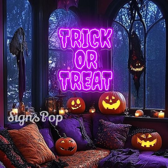 Discover Trick OR Treat Neon Sign, Custom Halloween LED Neon Light, Halloween Spooky Home Decor, Custom Halloween Gift, Halloween Party Decor