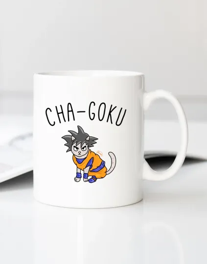 White Ceramic Cat Mug Goku