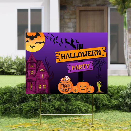 Discover Spooky Pumpkin Halloween Yard Sign: Trick or Treat Lawn Decor