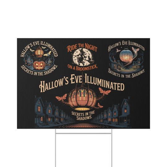 Discover Halloween Lawn Sign, Spooky Yard Decor, Hallows Eve Decoration, Outdoor Sign, Halloween Party Signage