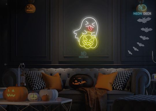 Discover Halloween Ghost Neon Sign: LED Pumpkin Spooky Party Decor