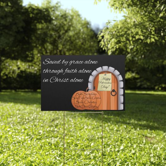 Discover Christ Alone Reformation Day Plastic Yard Sign - Christian Halloween Five Solas Pumpkin Fall Decoration