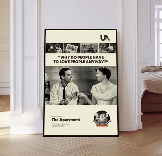Discover The Apartment Poster, The Apartment Movie Poster, Mid century Art, Retro Modern Poster, Black And White Poster, Vintage Movie Poster