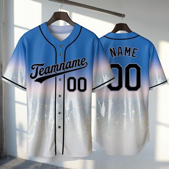 Discover Custom Gradient Glitter Baseball Jersey, Custom Faux Glitter Jersey with Team Name Number, Cheer Baseball Jersey, Kids Youth Adult Jersey