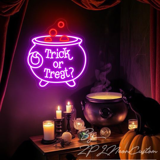 Discover Trick Or Treat Led Neon Light Halloween Witch Cauldron Neon Sign Halloween Decor Halloween Gifts