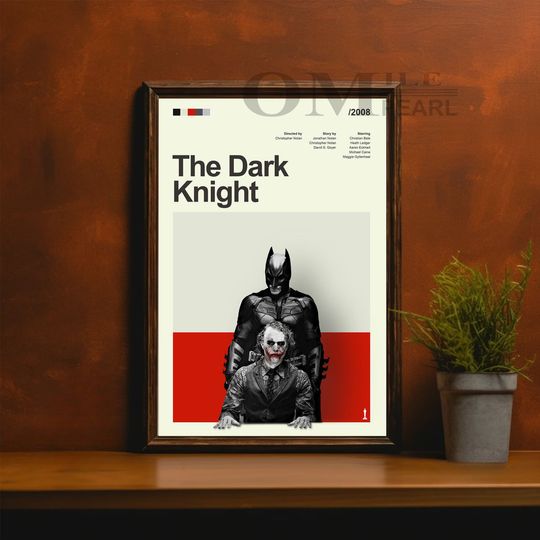 Mid Century Modern The Dark Knight Movie Poster, Retro Movie Print, Modern Vintage Movie Posters