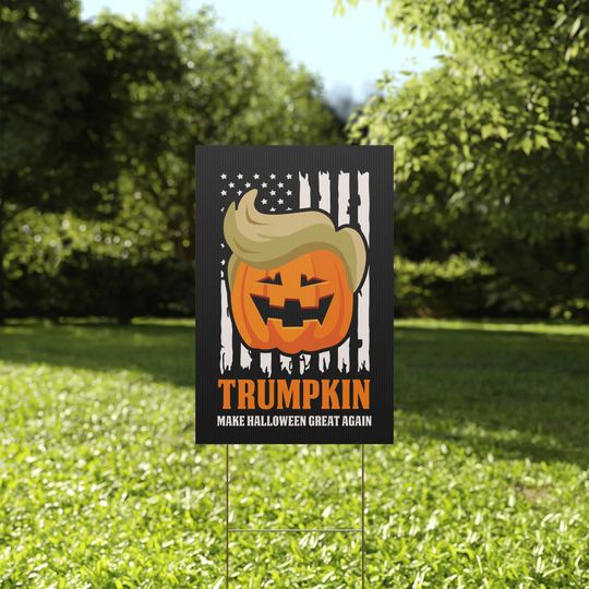 Trump Pumpkin Halloween Yard Sign: Funny Outdoor Decoration