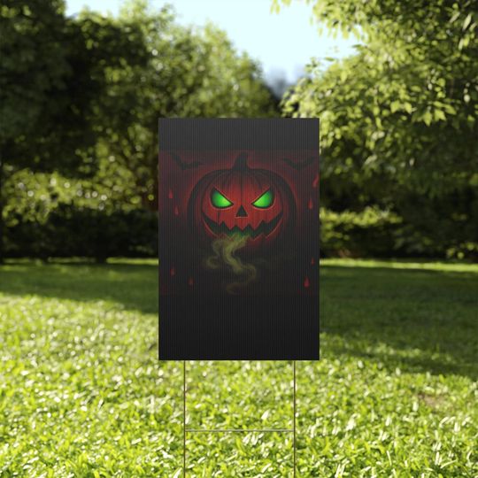 Discover Spooky Pumpkin Halloween Yard Sign: Durable Outdoor Decor