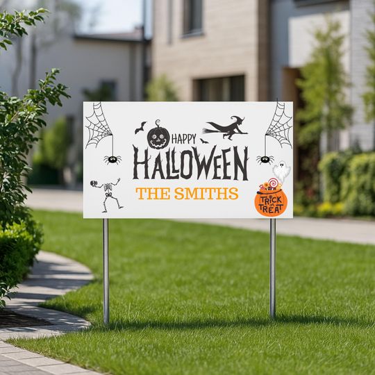 Discover Custom Halloween Yard Sign: Spooky Pumpkin Decor with Metal Stake
