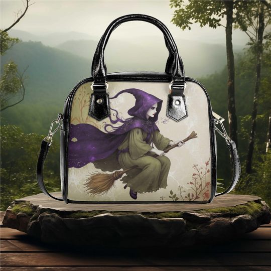 Whimsical Halloween witch Purse Satchel fun cute satchel messenger purse tote fun cute black Halloween handbag witchy witchy  spooky