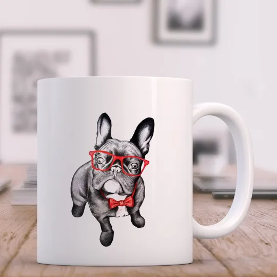 Discover Ceramic Mug White Happy Dog