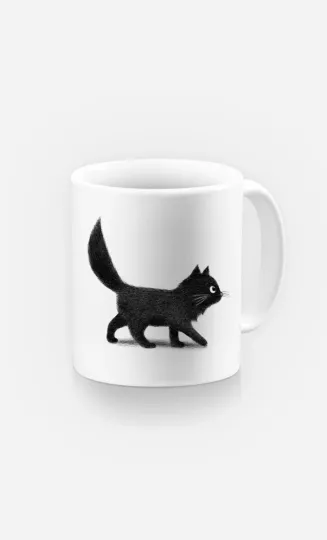 Discover Ceramic Mug - White Creeping Cat Design