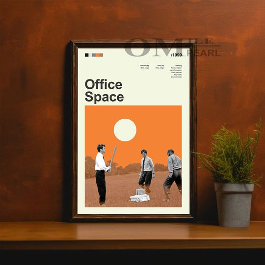 Discover Mid Century Modern Office Space Movie Poster, Retro Movie Print, Modern Vintage Movie Posters