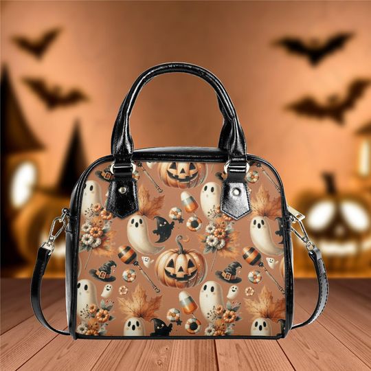 Whimsical Halloween Pumpkin ghosts Purse reading a book Satchel fun cute Shoulder satchel messenger purse satchel tote fun cute witchy
