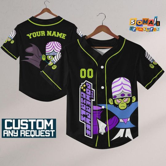 Personalize Cartoon The Powerpuff Girls Mojo Jojo Evil Jersey Baseball, Gift for kid Fans, Powerpuff Girls Jersey, Family Jersey