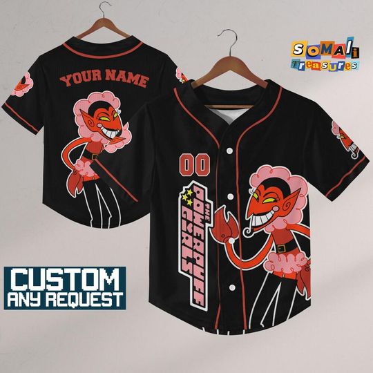 Discover Personalize Cartoon The Powerpuff Girls Him Evil Jersey Baseball, Gift for kid Fans, Powerpuff Girls Jersey, Family Jersey
