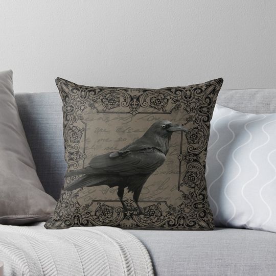 Discover Vintage Halloween raven Pillow