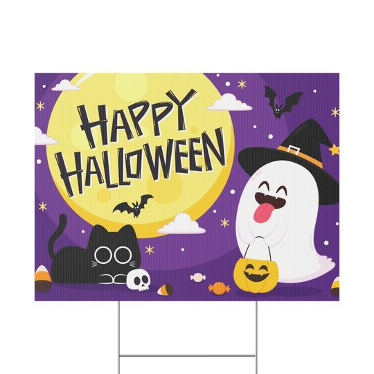 Discover Happy Halloween Plastic Yard Sign
