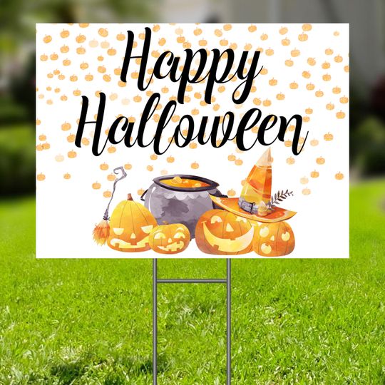 Discover Jack O'Lantern Halloween Yard Sign: Editable Pumpkin Design (Digital Download)