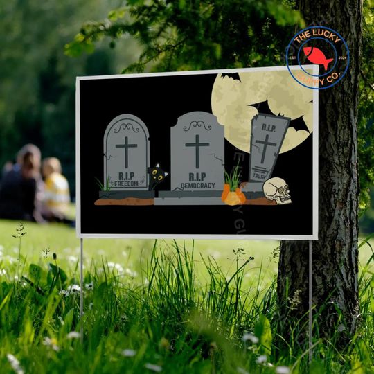 Discover Democracy is Dying Liberal Halloween Yard Sign, Save the Constitution, Liberal Fall House Sign, Pumpkin Spice and Equal Rights Garden Flag