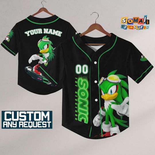 Personalize Sonic Jet The Hawk Jersey Baseball, Sonic the Hedgehog Sports Tee, Gamer Gift Outfit