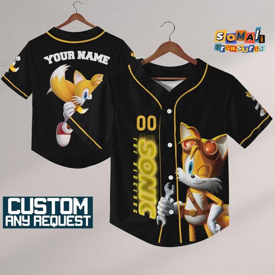 Discover Personalize Sonic Miles Jersey Baseball, Sonic the Hedgehog Sports Tee, Gamer Gift Outfit