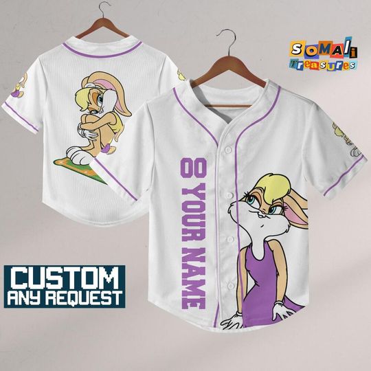 Personalize Cartoon Looney Tune Lola Bunny Jersey Baseball, Gift for Space Jamz Fans, Tune Squad Jersey, Family Jersey