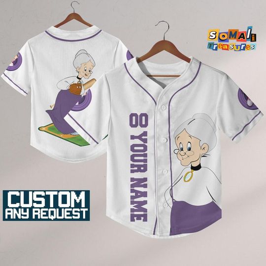 Personalize Cartoon Looney Tune Granny Jersey Baseball, Gift for Space Jamz Fans, Tune Squad Jersey, Family Jersey