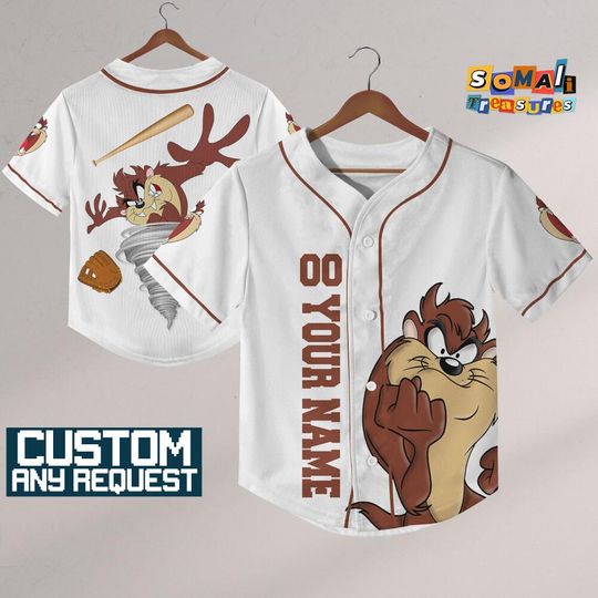 Personalize Looney Tune Tasmanian Devil Jersey Baseball, Baseball Team Outfit, Gift for Space Jamz Fans, Tune Squad Jersey, Family Jersey