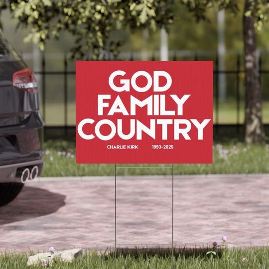 Charlie Kirk Turning Point God Family Country Patriotic Freedom Yard Sign, Outdoor Decor for Memorial Day, Independence Day,