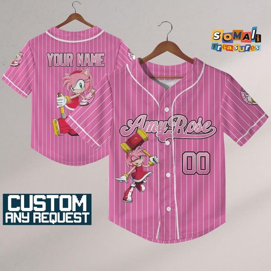 Discover Personalize Sonic The Hedgehog Amy Rose Pink, Custom Baseball, Sonic the Hedgehog Sports Tee, Gamer Gift Outfit