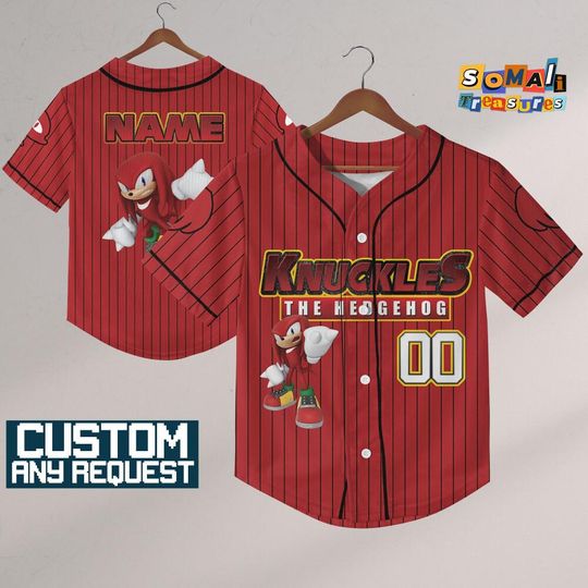 Personalize Sonic The Hedgehog Knuckles Red, Custom Baseball, Sonic the Hedgehog Sports Tee, Gamer Gift Outfit