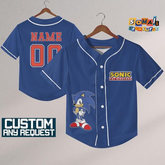 Personalize Sonic The Hedgehog Simple, Custom Baseball, Sonic the Hedgehog Sports Tee, Gamer Gift Outfit