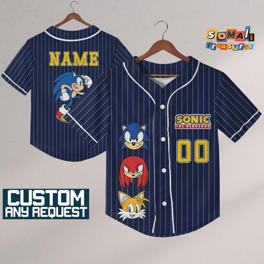 Discover Personalize Sonic The Hedgehog Team, Custom Baseball, Sonic the Hedgehog Sports Tee, Gamer Gift Outfit