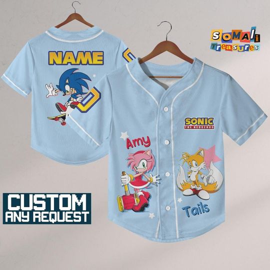 Discover Personalize Sonic The Hedgehog Graphic, Custom Baseball, Sonic the Hedgehog Sports Tee, Gamer Gift Outfit